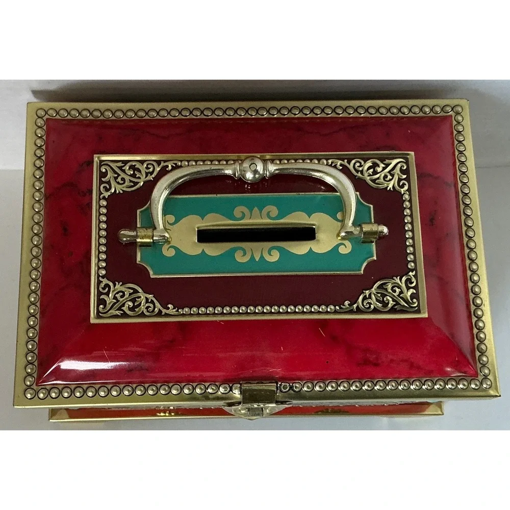 Blue Bird Vintage Egyptian Confectionery Tin Money Box Cleopatra Tutankhamun Red
